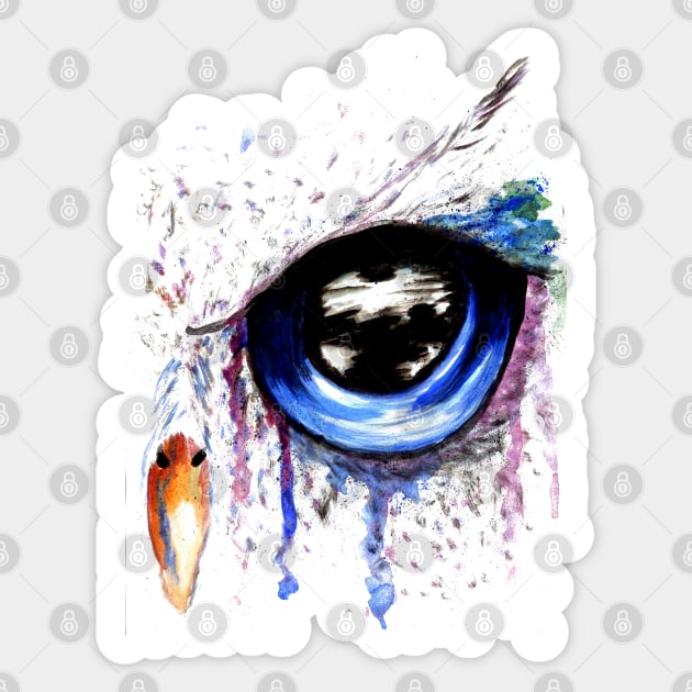 Blue Owl Eye Art Sticker by AnnArtshock